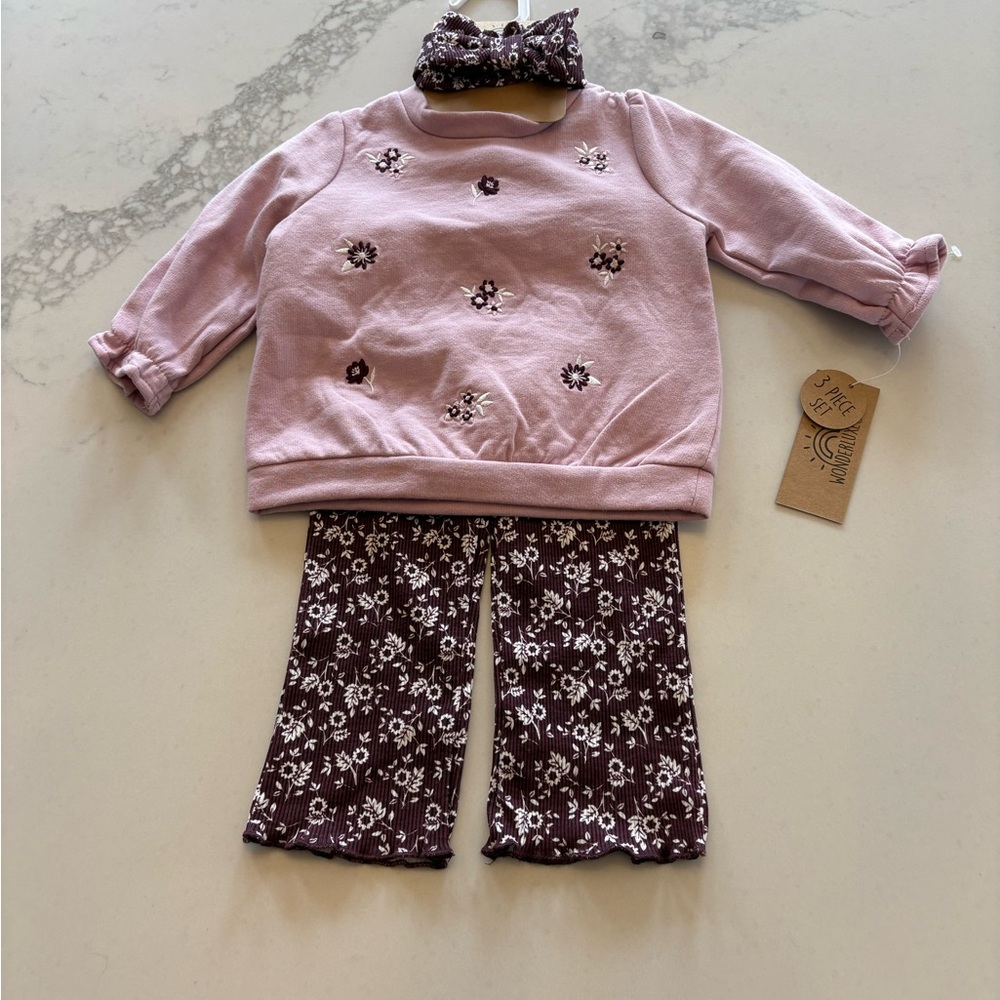 Floral Pink and Purple Kids Outfit Set